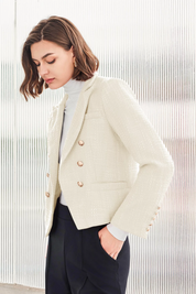 Cicy Bell Womens White Tweed Blazer
