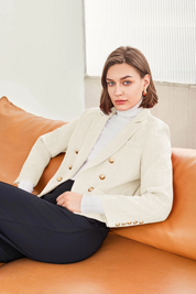 Cicy Bell Womens White Tweed Blazer