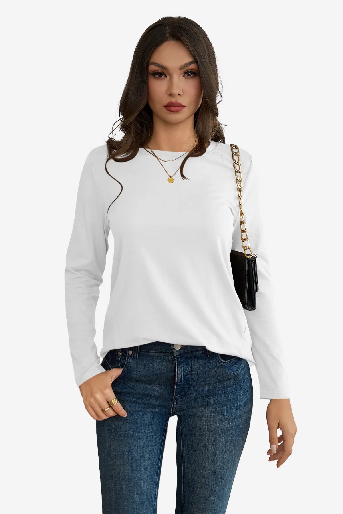 Cicy Bell Womens White Long Sleeve Shirts