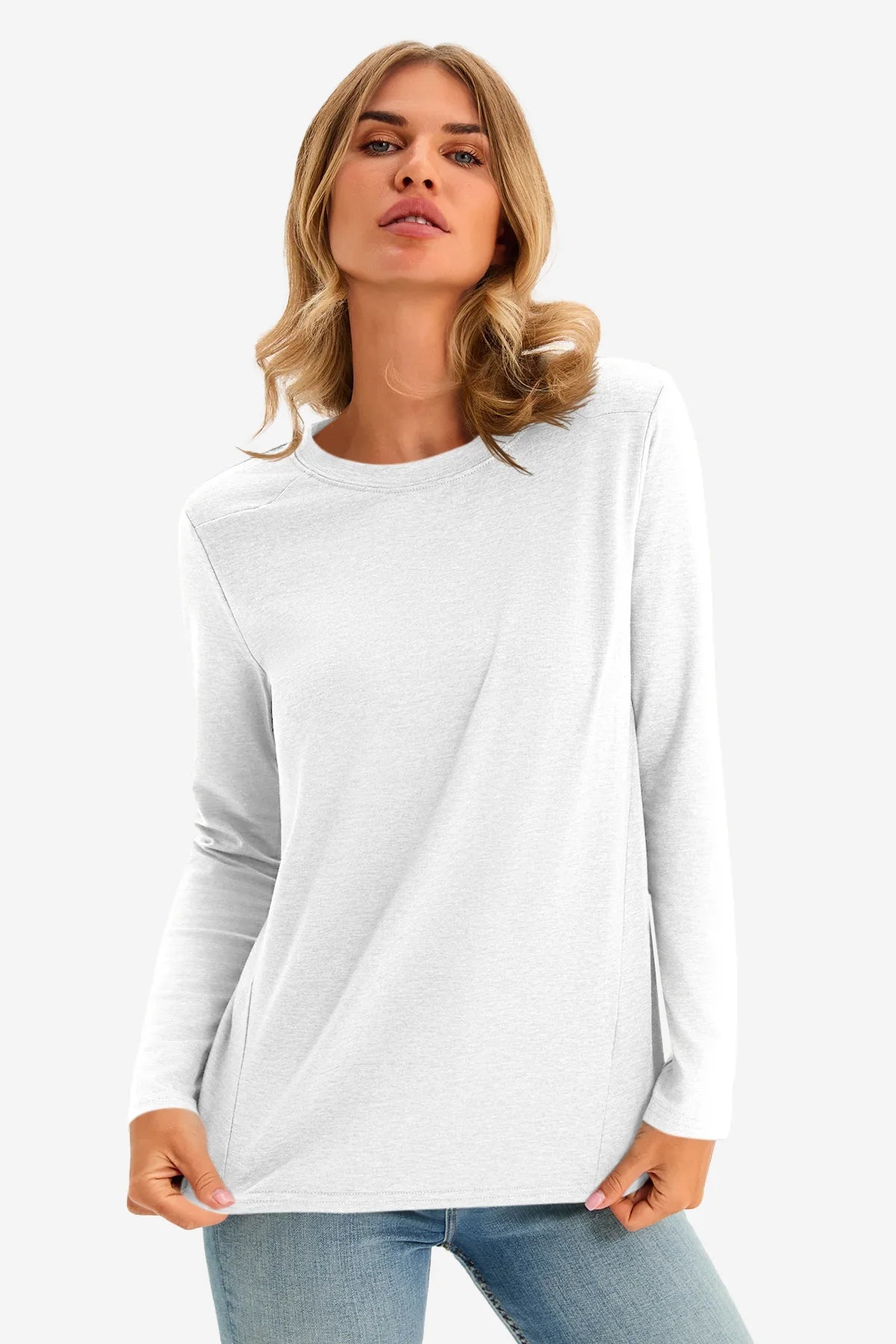 Cicy Bell Womens White Long Sleeve Shirts