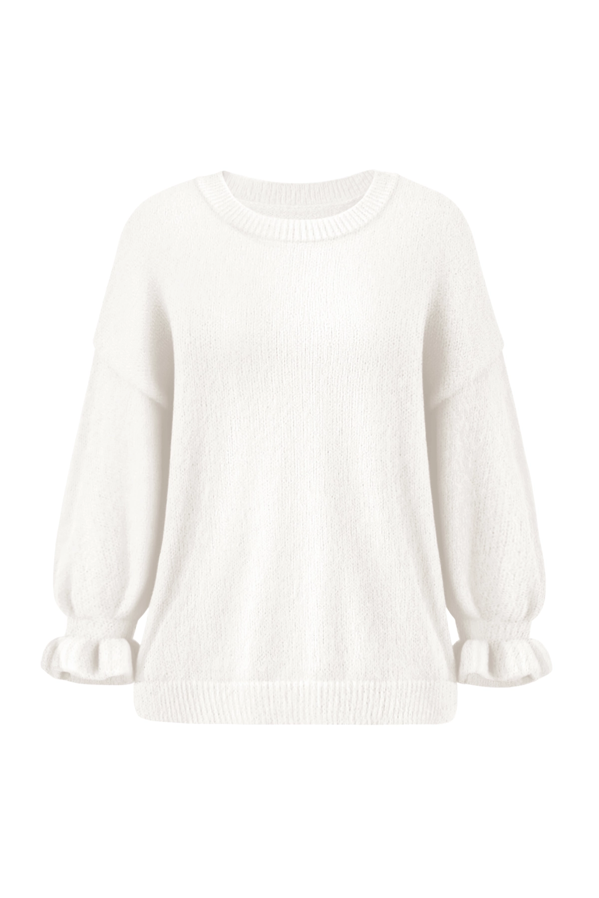 Cicy Bell Womens White Ruffle Sweaters
