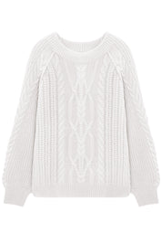 Cicy Bell Womens White Cable Sweaters