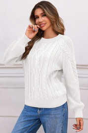 Cicy Bell Womens White Cable Sweaters