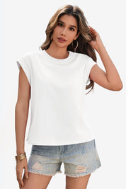 Cicy Bell Womens White Cap Sleeve Shirts