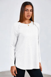 Cicy Bell Womens White Long Sleeve Tunic Tops