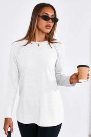 Cicy Bell Womens White Long Sleeve Tunic Tops