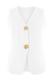 Cicy Bell Womens White V Neck Vest Tops