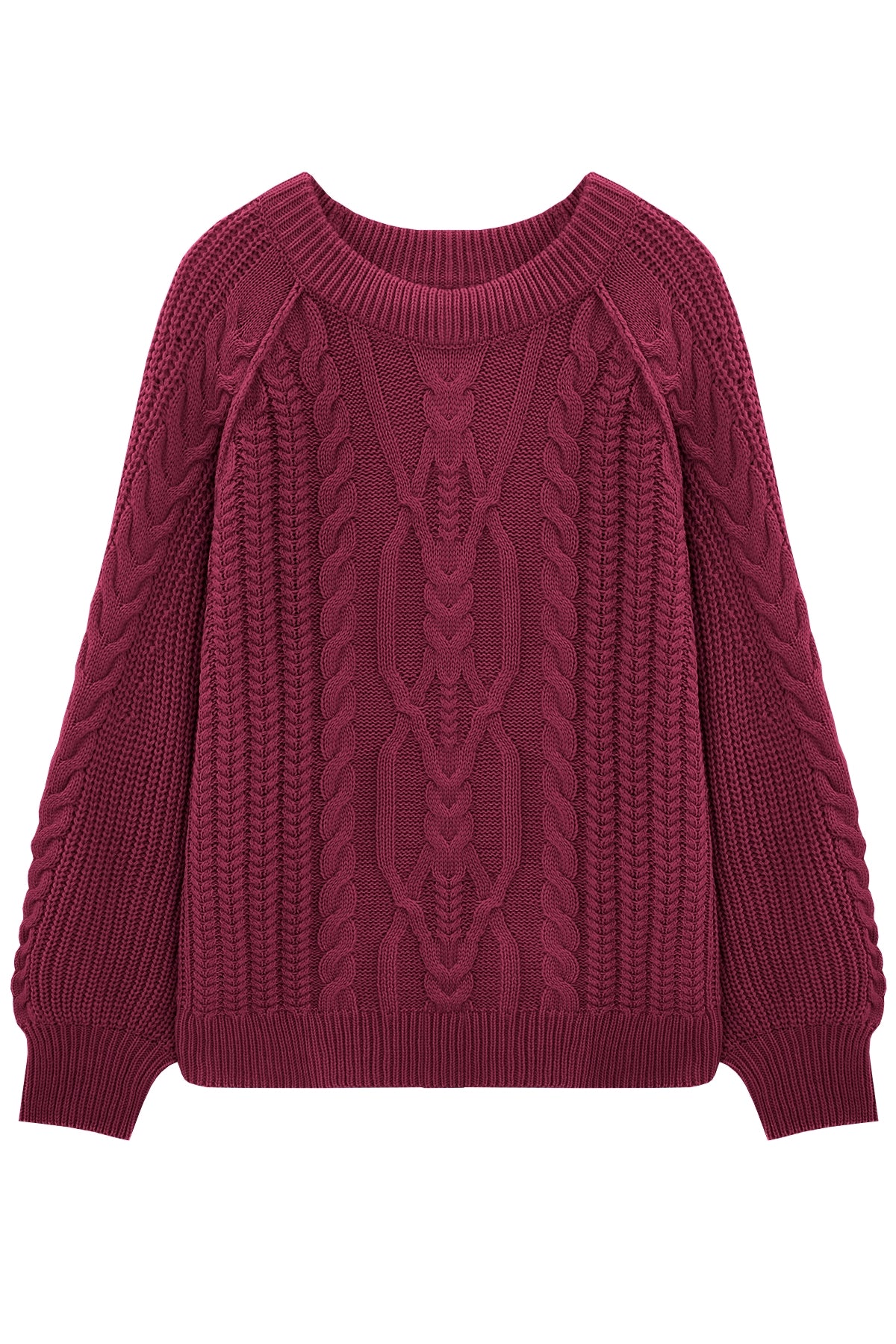 Cicy Bell Womens Wine Red Cable Sweaters