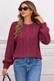 Cicy Bell Womens Wine Red Cable Sweaters