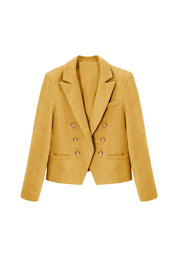 Cicy Bell Womens Yellow Tweed Blazer