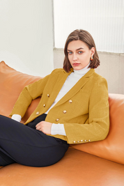 Cicy Bell Womens Yellow Tweed Blazer