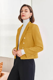 Cicy Bell Womens Yellow Tweed Blazer