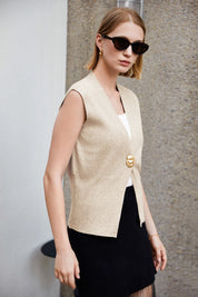 Cicy Bell Womens Apricot V Neck Sweater Vest