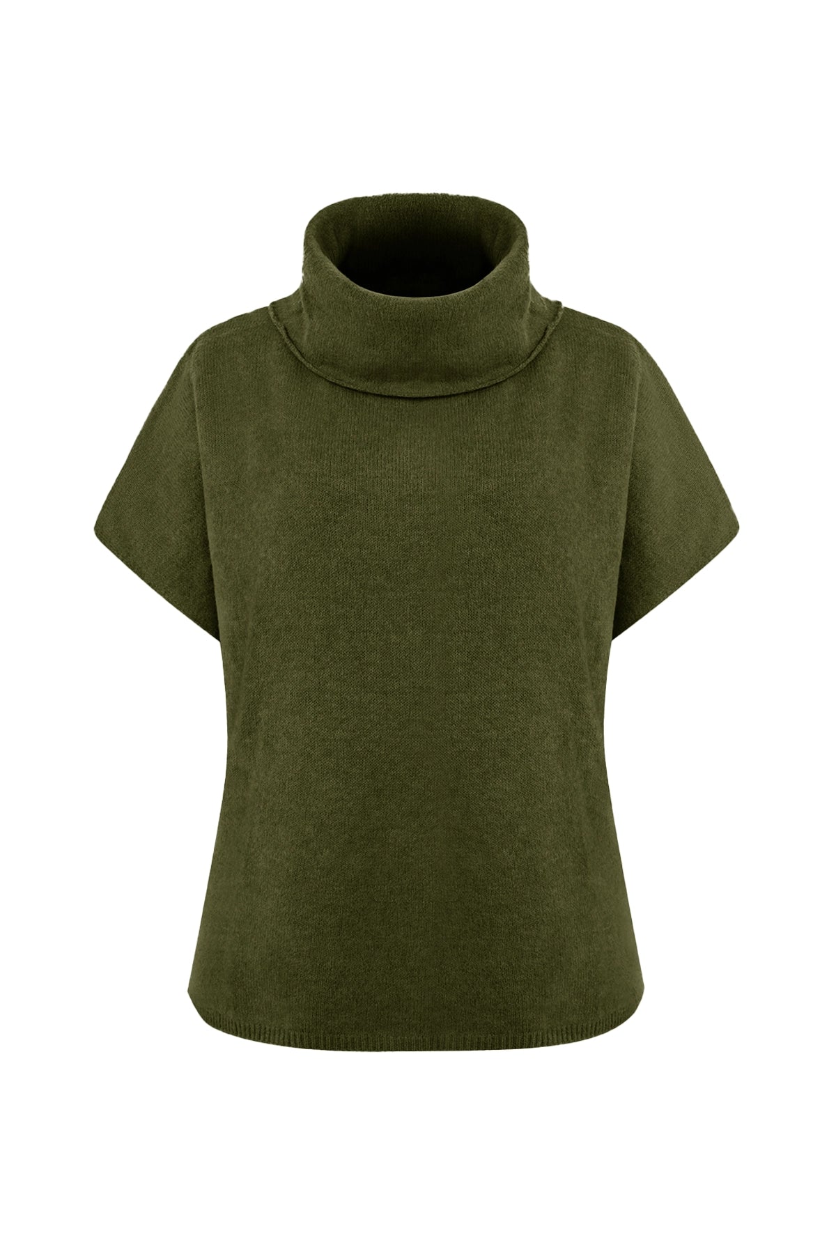 Cicy Bell Womens Army Green Oversized Turtleneck Poncho Sweaters