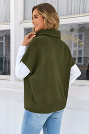 Cicy Bell Womens Army Green Oversized Turtleneck Poncho Sweaters