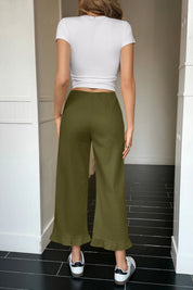 Cicy Bell Womens Army Green Wide Leg Pants