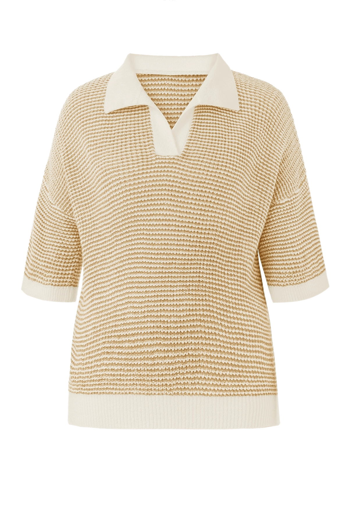 Cicy Bell Womens Beige Striped Cropped Sweaters Tops