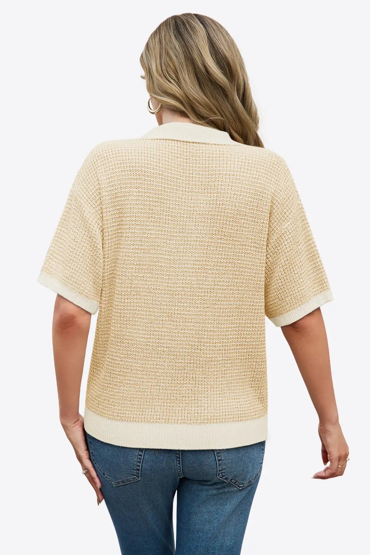 Cicy Bell Womens Beige Striped Cropped Sweaters Tops