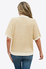 Cicy Bell Womens Beige Striped Cropped Sweaters Tops