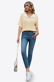 Cicy Bell Womens Beige Striped Cropped Sweaters Tops