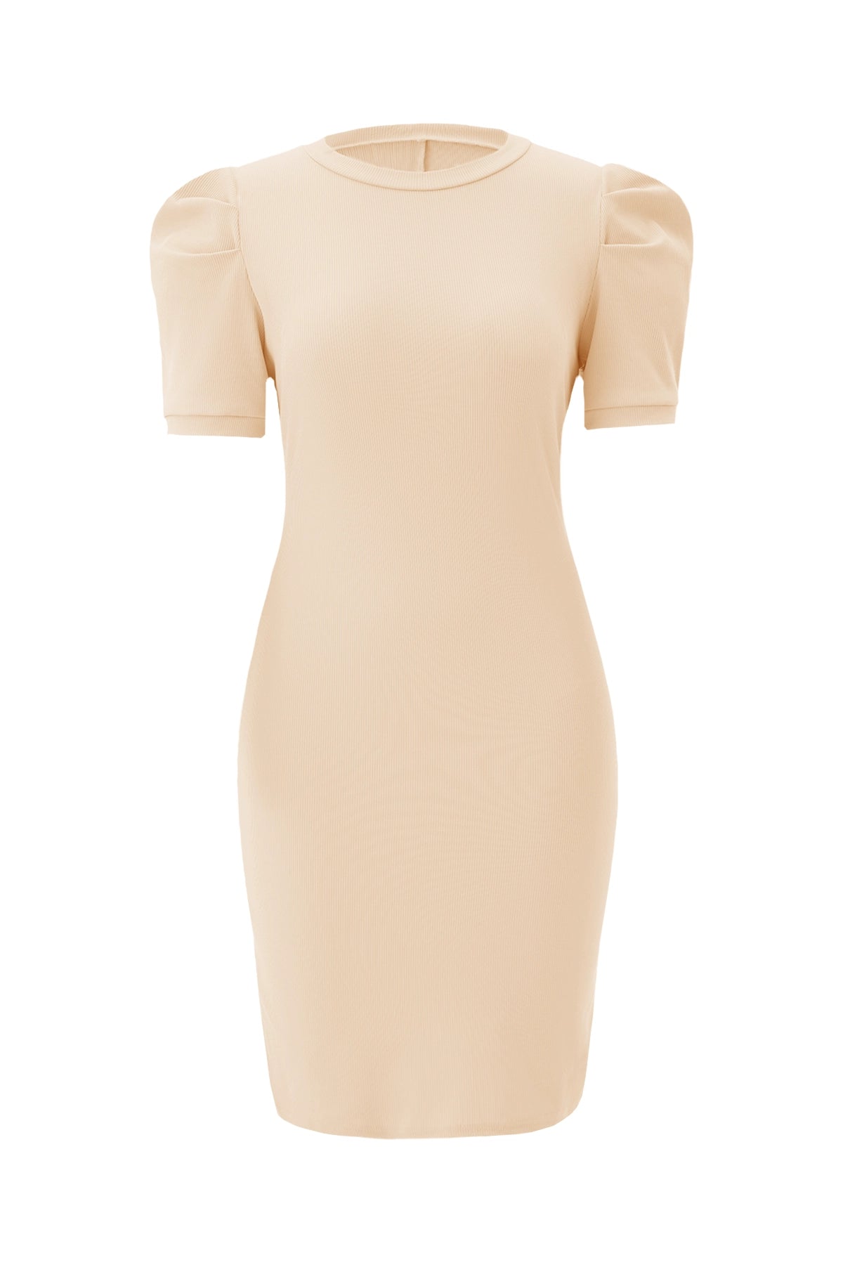 Cicy Bell Womens Beige Puff Sleeve Bodycon Work Dresses