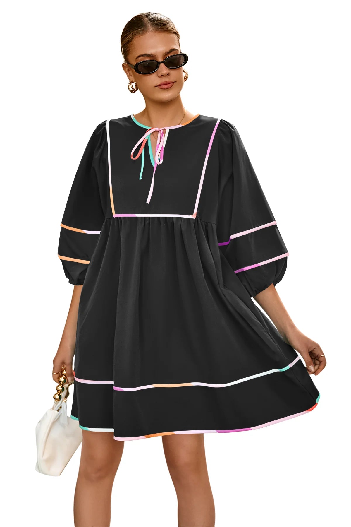 Cicy Bell Womens Black Babydoll Mini Dresses