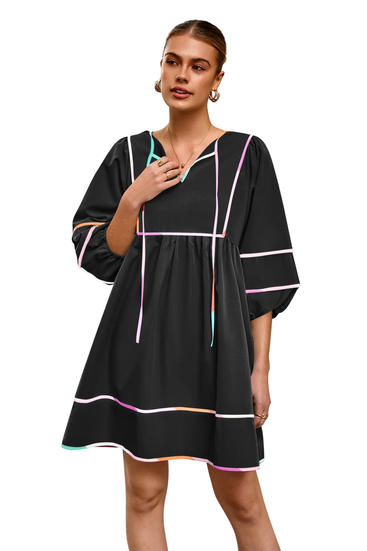 Cicy Bell Womens Black Babydoll Mini Dresses