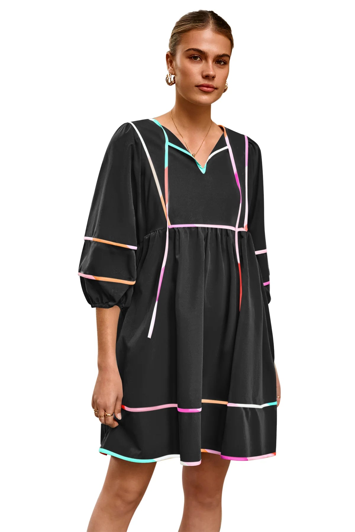 Cicy Bell Womens Black Babydoll Mini Dresses