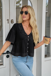 Cicy Bell Womens Black Babydoll Tops