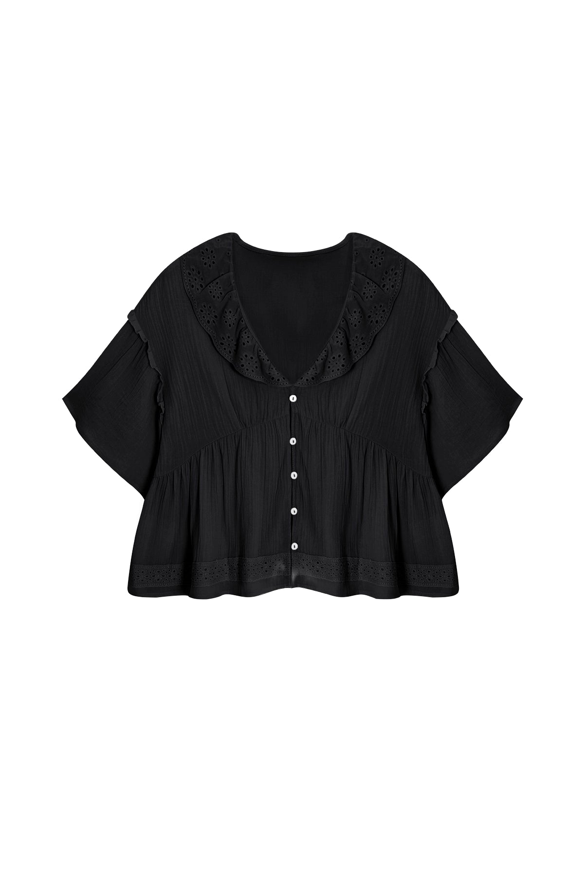 Cicy Bell Womens Black Babydoll Tops