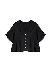 Cicy Bell Womens Black Babydoll Tops