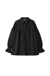 Cicy Bell Womens Black Oversized Button Down Shirts