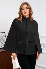 Cicy Bell Womens Black Cape Pea Coat