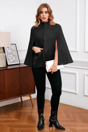 Cicy Bell Womens Black Cape Pea Coat