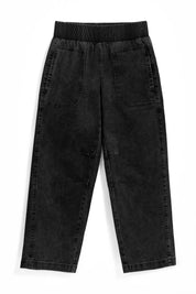 Cicy Bell Womens Black Smocked Barrel Jeans