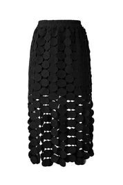 Cicy Bell Womens Black Hollow Out Fringe Hem Maxi Skirts