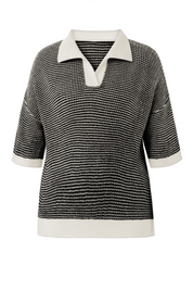 Cicy Bell Womens Black Striped Cropped Sweaters Tops