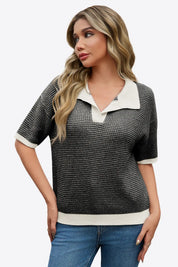 Cicy Bell Womens Black Striped Cropped Sweaters Tops