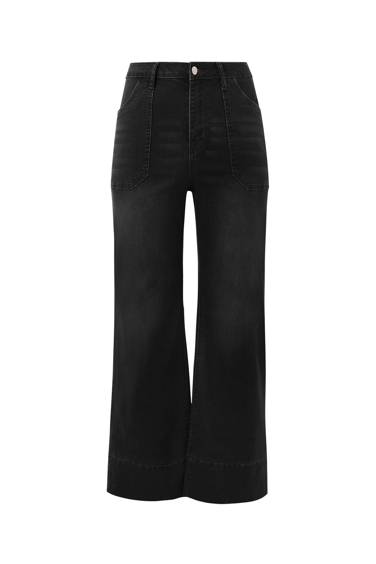 Cicy Bell Womens Black Wide Leg Jeans