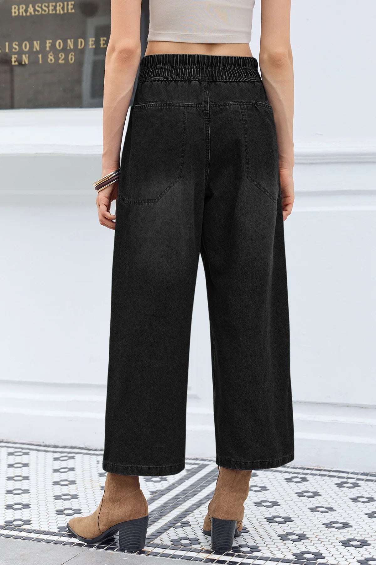 Cicy Bell Womens Black Wide Leg Jeans