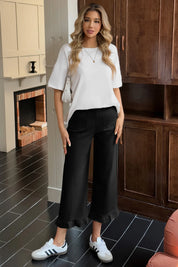 Cicy Bell Womens Black Wide Leg Pants