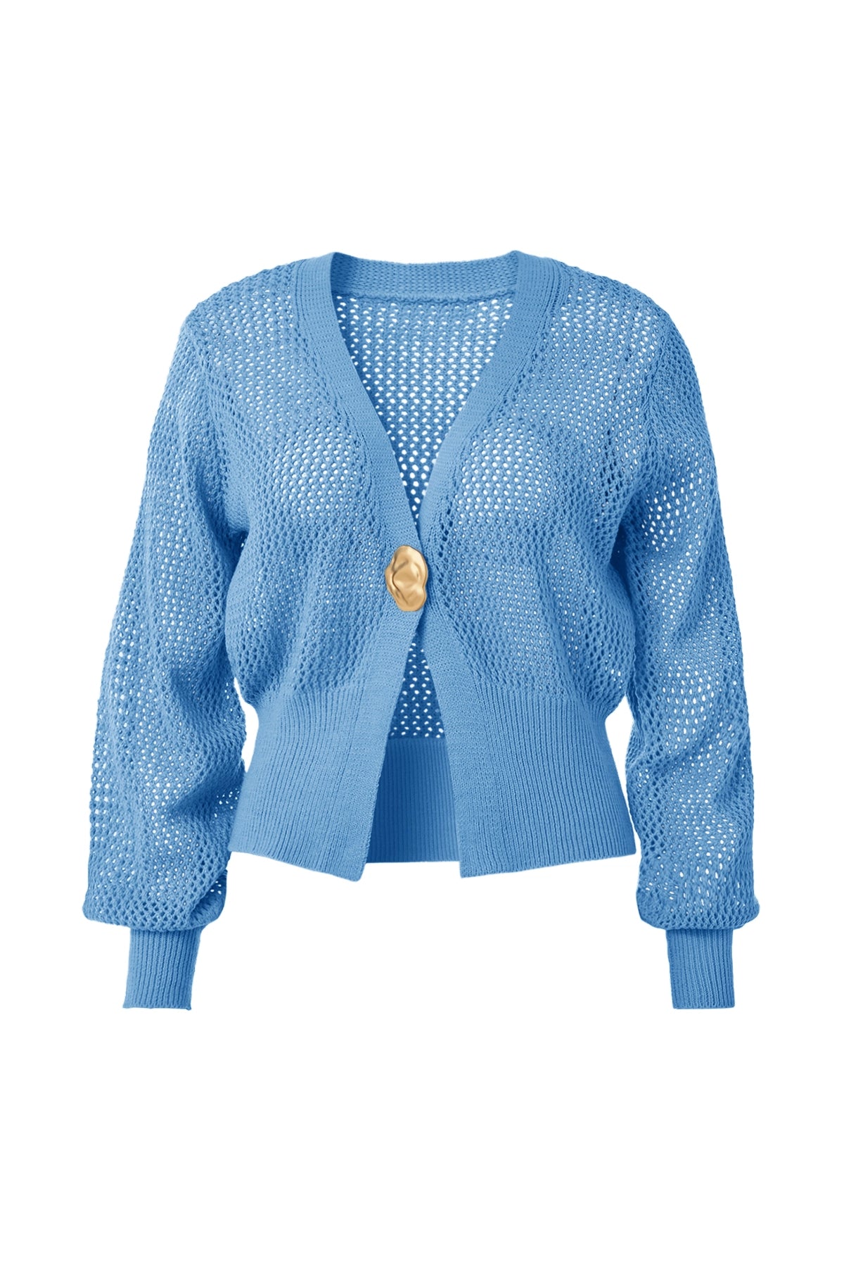 Cicy Bell Womens Blue Cropped Crochet Cardigans