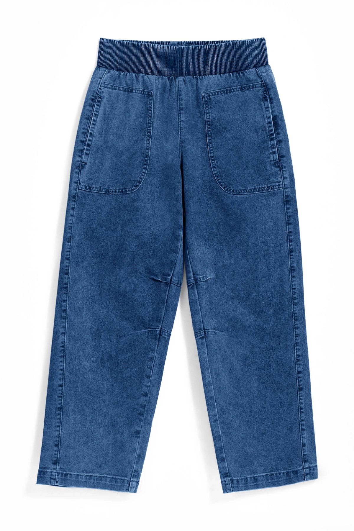 Cicy Bell Womens Blue Smocked Barrel Jeans