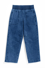 Cicy Bell Womens Blue Smocked Barrel Jeans