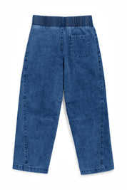 Cicy Bell Womens Blue Smocked Barrel Jeans
