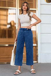 Cicy Bell Womens Blue Smocked Barrel Jeans