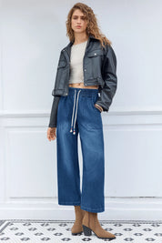 Cicy Bell Womens Blue Wide Leg Jeans