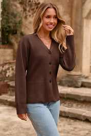 Cicy Bell Womens Brown Cardigan Sweaters