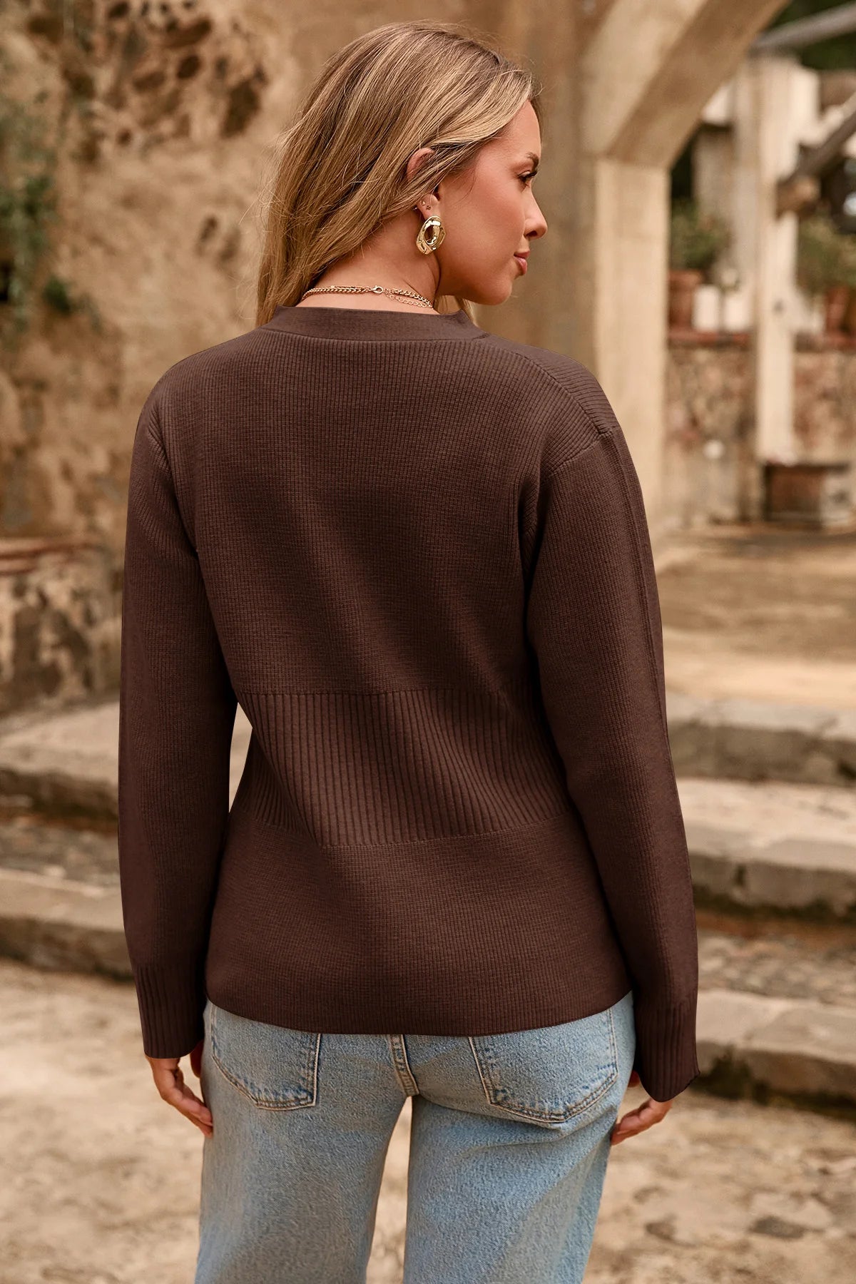 Cicy Bell Womens Brown Cardigan Sweaters