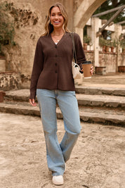 Cicy Bell Womens Brown Cardigan Sweaters